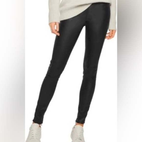 NWT Iris & Ink Black Lamb Leather Stretch Leggings S - Picture 1 of 16